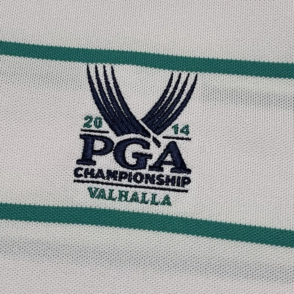 RLX Ralph Lauren Blue White Green Polo‎ Shirt PGA Championship Valhalla 2014 XL